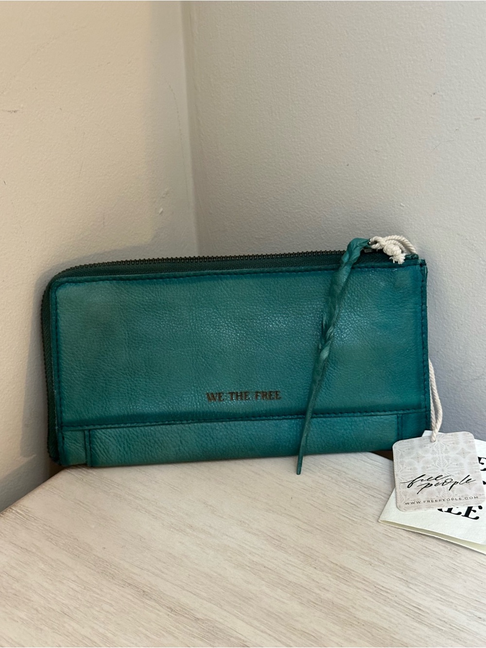 We The Free Zip-Around Leather Emerson Wallet in Greenery